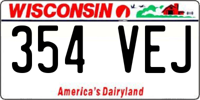 WI license plate 354VEJ