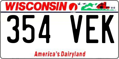 WI license plate 354VEK
