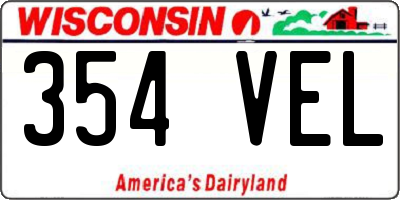 WI license plate 354VEL