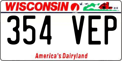 WI license plate 354VEP