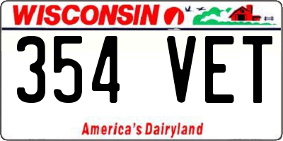 WI license plate 354VET