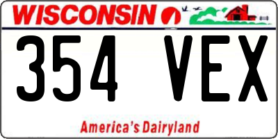 WI license plate 354VEX