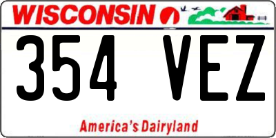 WI license plate 354VEZ