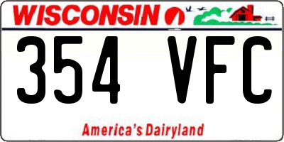 WI license plate 354VFC