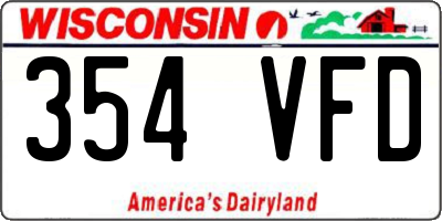 WI license plate 354VFD