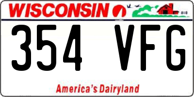 WI license plate 354VFG