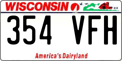WI license plate 354VFH