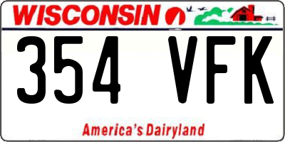 WI license plate 354VFK