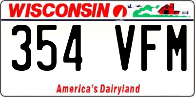 WI license plate 354VFM