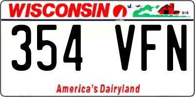 WI license plate 354VFN