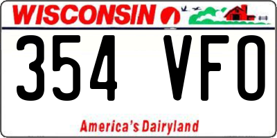 WI license plate 354VFO