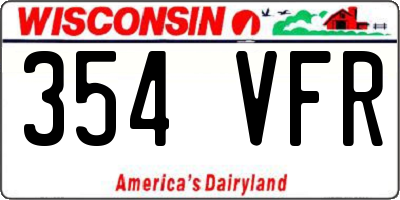 WI license plate 354VFR