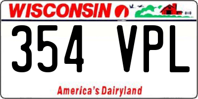 WI license plate 354VPL