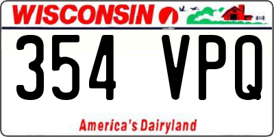 WI license plate 354VPQ