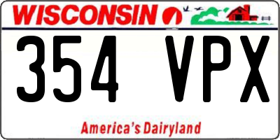 WI license plate 354VPX