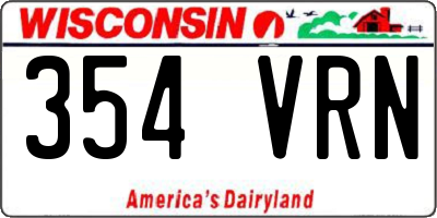 WI license plate 354VRN