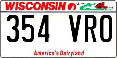 WI license plate 354VRO