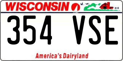 WI license plate 354VSE