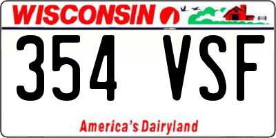 WI license plate 354VSF