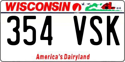 WI license plate 354VSK
