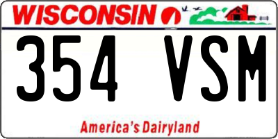 WI license plate 354VSM