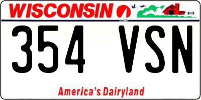 WI license plate 354VSN