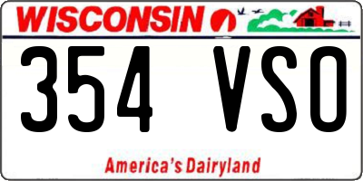 WI license plate 354VSO