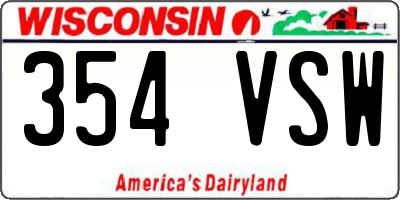 WI license plate 354VSW