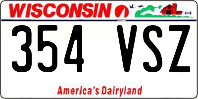 WI license plate 354VSZ