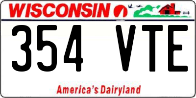 WI license plate 354VTE