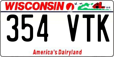 WI license plate 354VTK