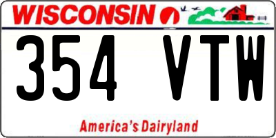 WI license plate 354VTW