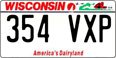 WI license plate 354VXP