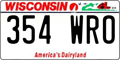WI license plate 354WRO