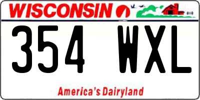 WI license plate 354WXL