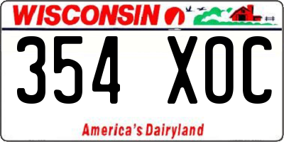 WI license plate 354XOC