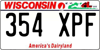 WI license plate 354XPF