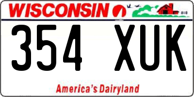WI license plate 354XUK
