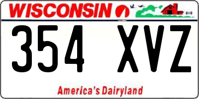 WI license plate 354XVZ