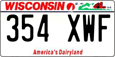 WI license plate 354XWF