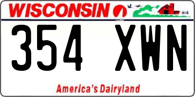 WI license plate 354XWN