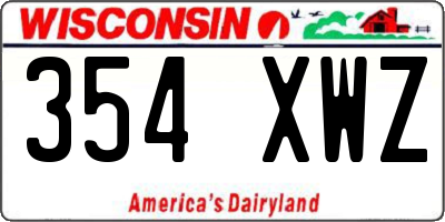 WI license plate 354XWZ