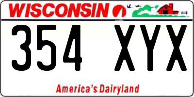 WI license plate 354XYX