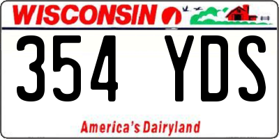 WI license plate 354YDS