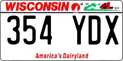 WI license plate 354YDX