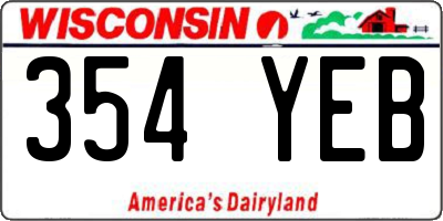 WI license plate 354YEB