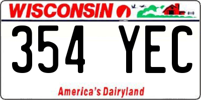 WI license plate 354YEC