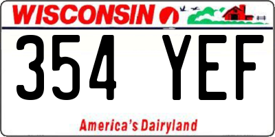 WI license plate 354YEF