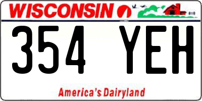 WI license plate 354YEH