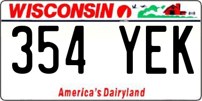WI license plate 354YEK